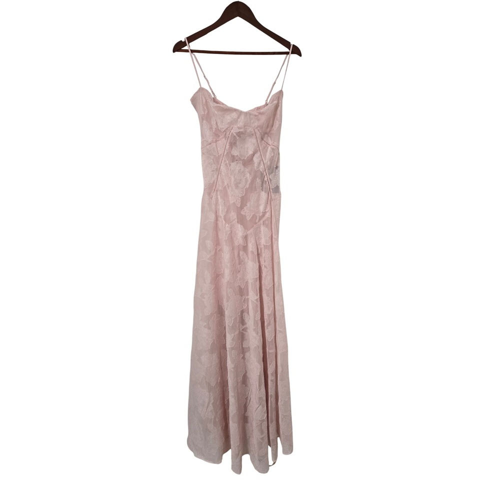 House of CB Women Seren Sheer Maxi Dress Blush Pink Floral Lace Back L - Picture 3 of 15
